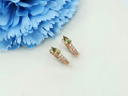Green Sapphire Huggies Rose Gold S925