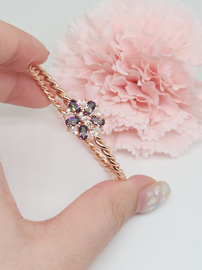 Floral Cluster Cuff Bangle
