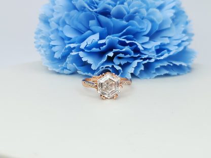 2 Carat Hexagonal Topaz Ring- Rose Gold