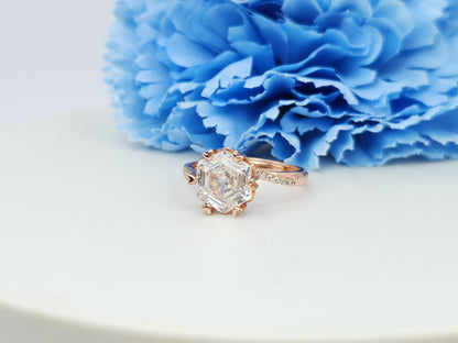 2 Carat Hexagonal Topaz Ring- Rose Gold