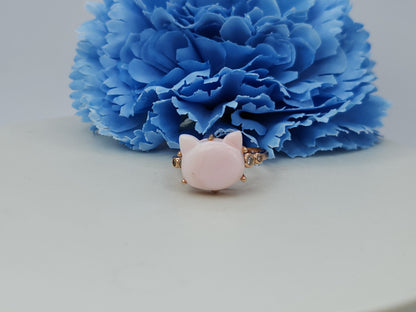 Kitty Cat Pink Conch Shell Ring