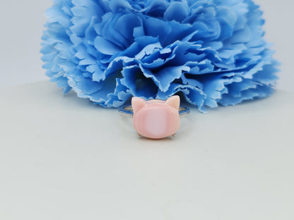 Kitty Cat Pink Conch Shell Ring