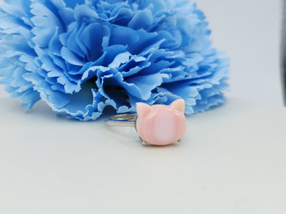 Kitty Cat Pink Conch Shell Ring