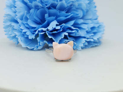 Kitty Cat Pink Conch Shell Ring