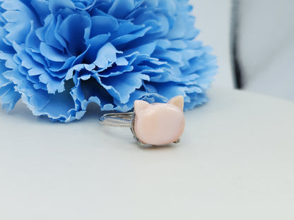 Kitty Cat Pink Conch Shell Ring