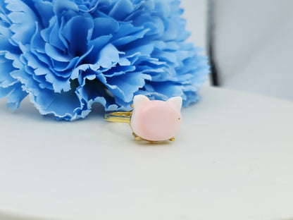 Kitty Cat Pink Conch Shell Ring