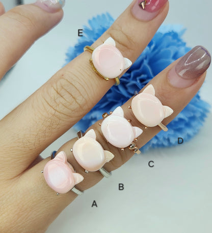 Kitty Cat Pink Conch Shell Ring