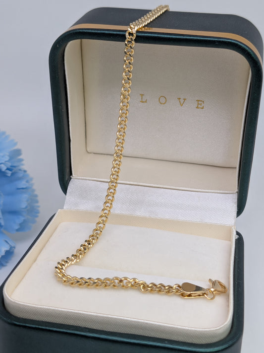 18K Yellow Gold Curb Chain Bracelet (Hollow)