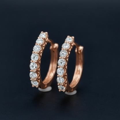 Medium Diamond Ear Huggies in Solid K Gold