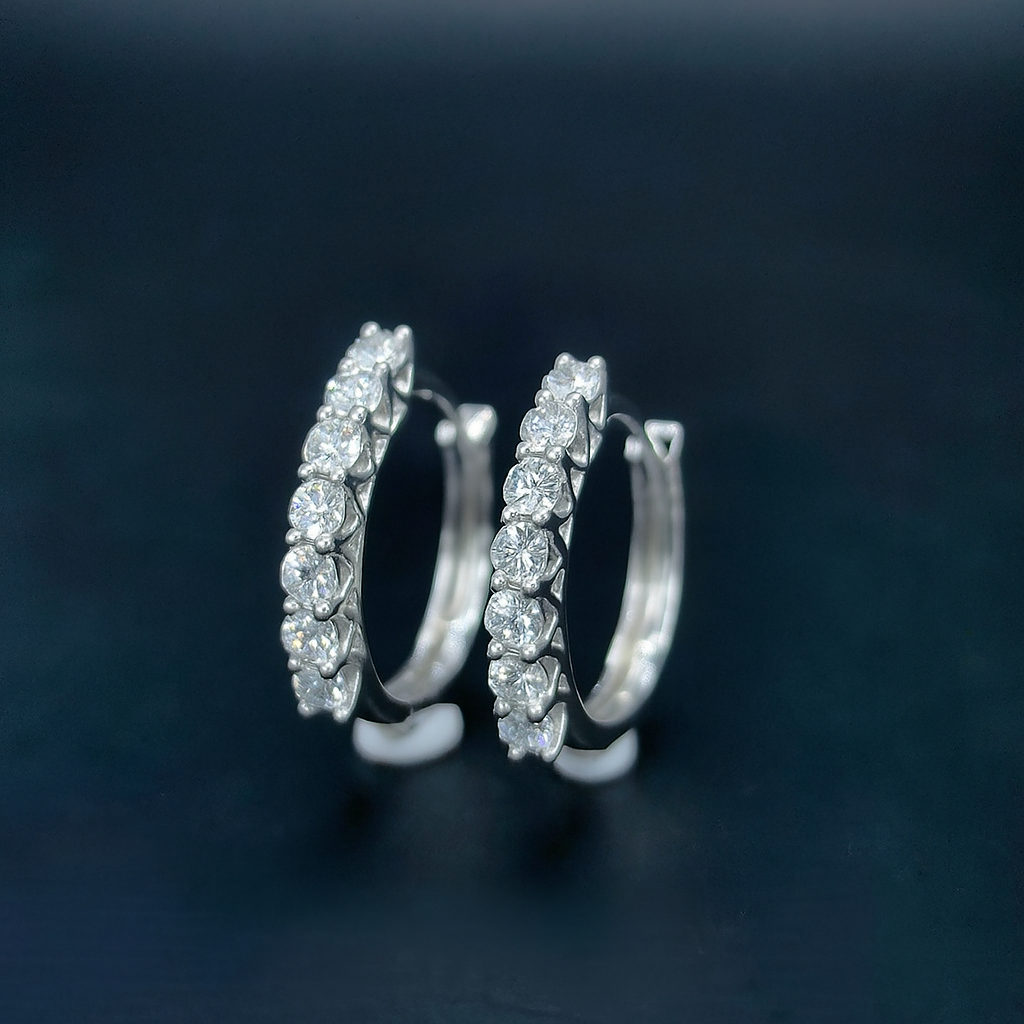 Medium Diamond Ear Huggies in Solid K Gold