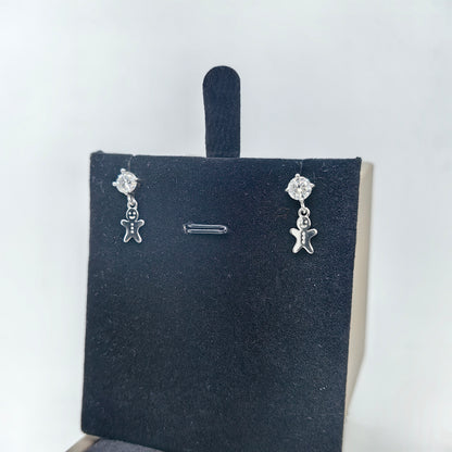 Ginger Breadman Dangle Round Gem Ear Studs