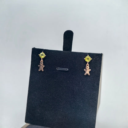 Ginger Breadman Dangle Round Gem Ear Studs