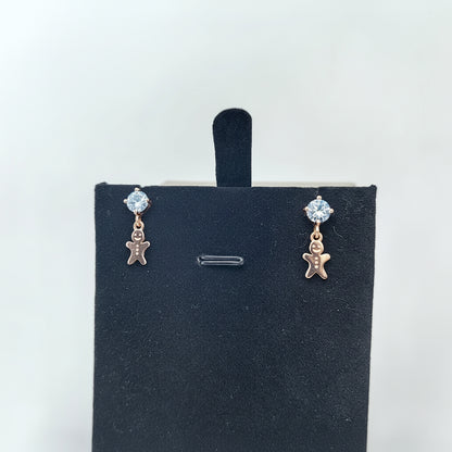 Ginger Breadman Dangle Round Gem Ear Studs