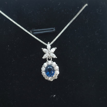 Natural Oval Blue Sapphire Glam Necklace