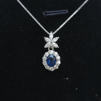 Natural Oval Blue Sapphire Glam Necklace