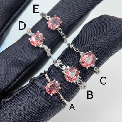 Natural Malaya Garnet Oval Shape Gemstone S925 Gold Vermeil Rings