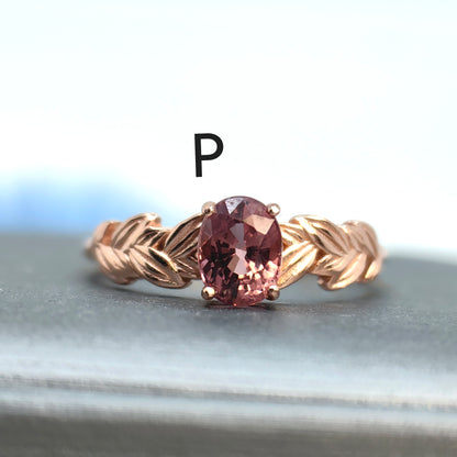 Natural Malaya Garnet Oval Shape Gemstone S925 Gold Vermeil Rings