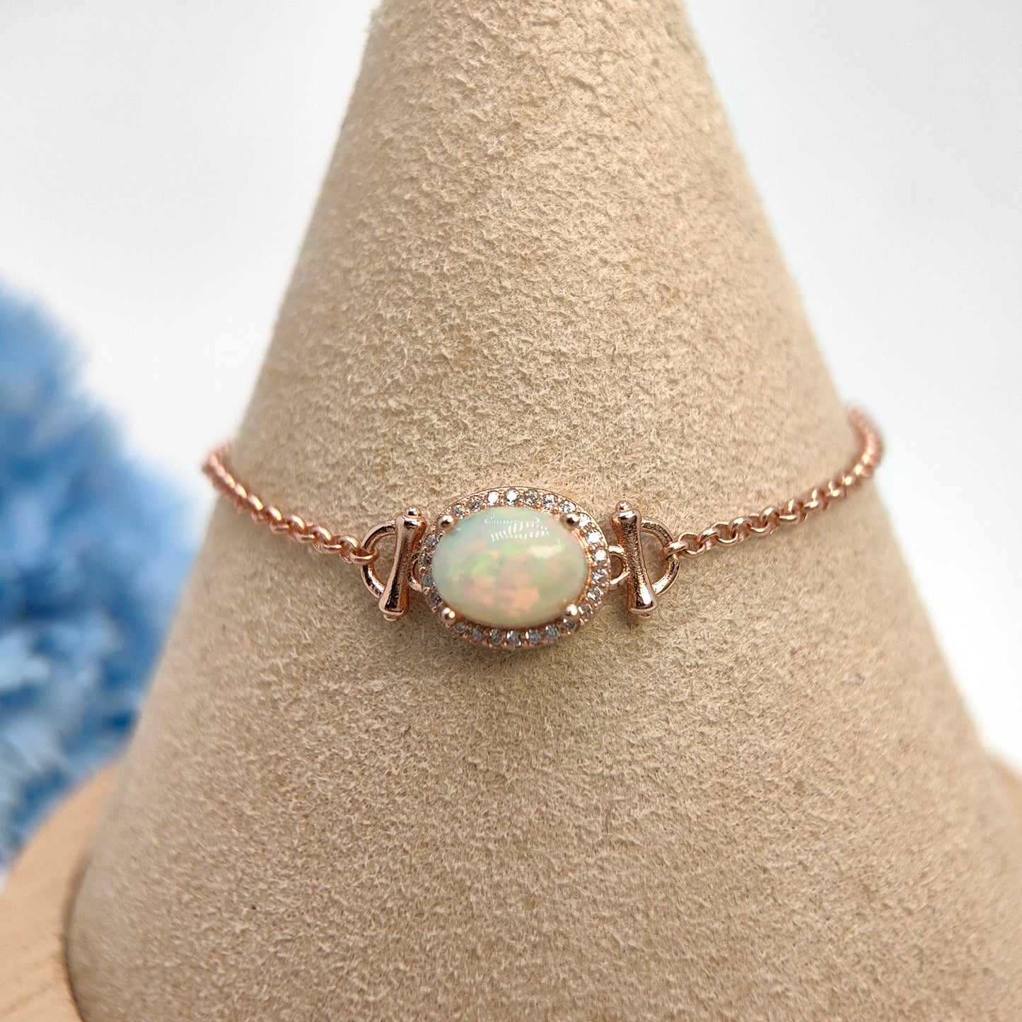 Single Oval Gemstone Halo Chain Demi Fine S925 Bracelet