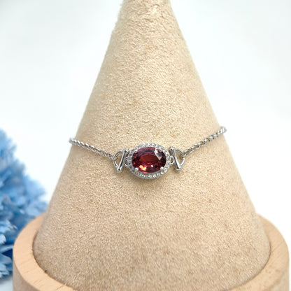 Single Oval Gemstone Halo Chain Demi Fine S925 Bracelet