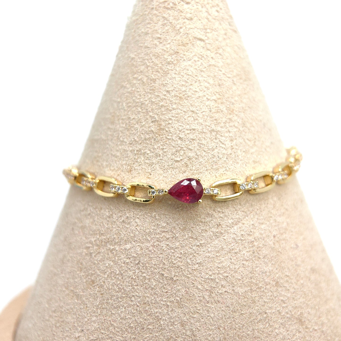 Dainty Natural Teardrop Gem Chain Bracelet 18K Gold Vermeil