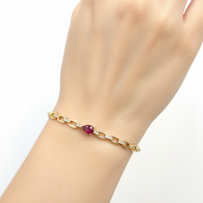 Dainty Natural Teardrop Gem Chain Bracelet 18K Gold Vermeil