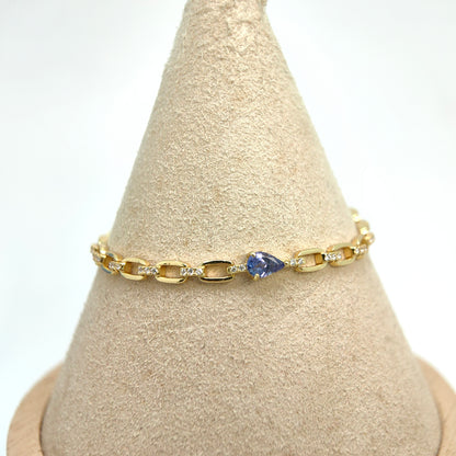 Dainty Natural Teardrop Gem Chain Bracelet 18K Gold Vermeil