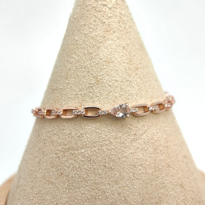 Dainty Natural Teardrop Gem Chain Bracelet 18K Gold Vermeil