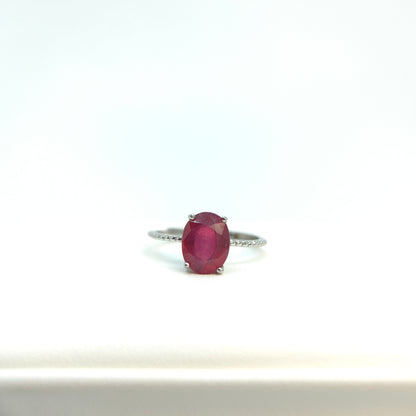 Red Ruby Oval Statement Ring in S925 Gold Vermeil