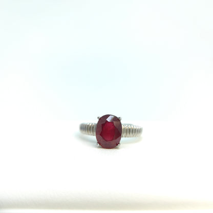 Red Ruby Oval Statement Ring in S925 Gold Vermeil