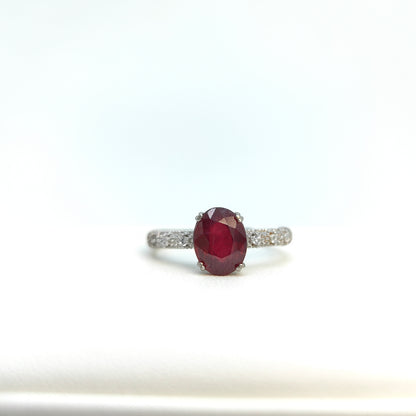 Red Ruby Oval Statement Ring in S925 Gold Vermeil