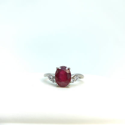 Red Ruby Oval Statement Ring in S925 Gold Vermeil