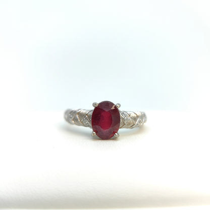 Red Ruby Oval Statement Ring in S925 Gold Vermeil