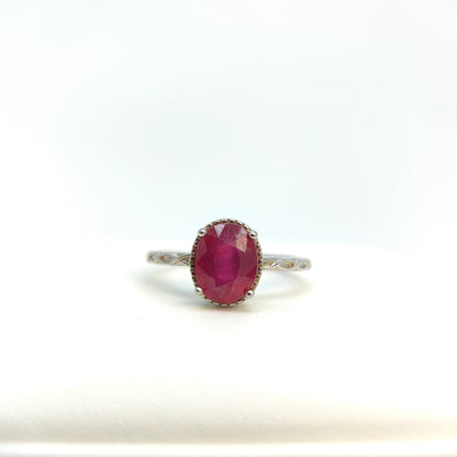 Red Ruby Oval Statement Ring in S925 Gold Vermeil