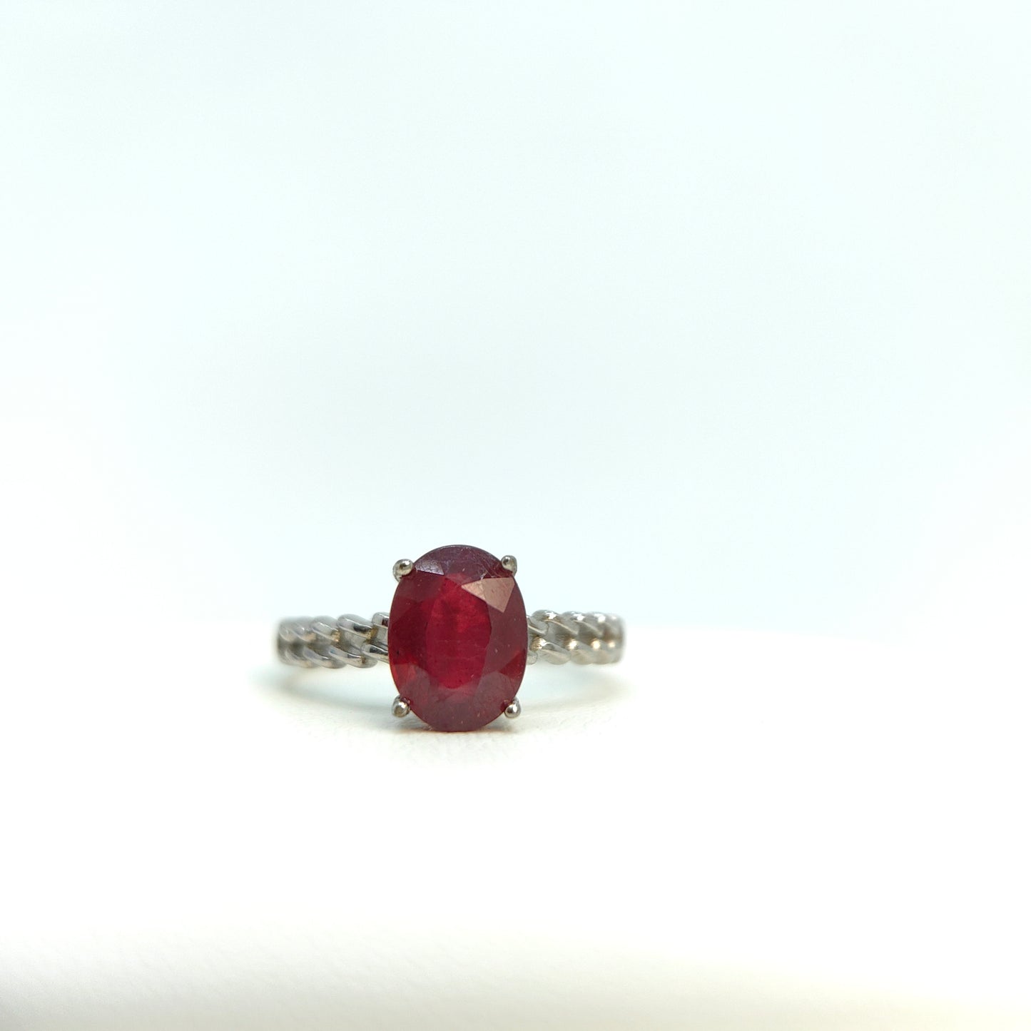 Red Ruby Oval Statement Ring in S925 Gold Vermeil