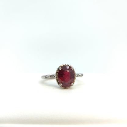 Red Ruby Oval Statement Ring in S925 Gold Vermeil
