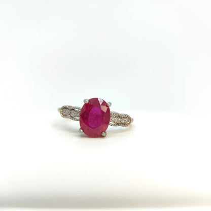 Red Ruby Oval Statement Ring in S925 Gold Vermeil