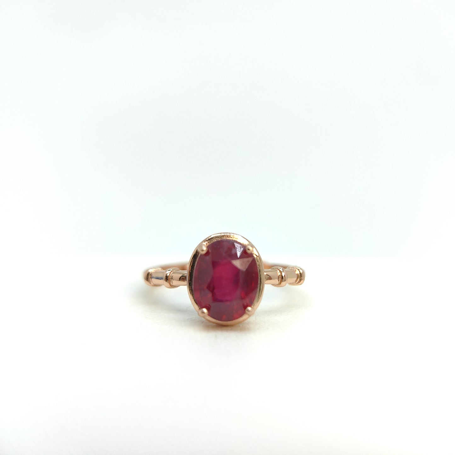Red Ruby Oval Statement Ring in S925 Gold Vermeil