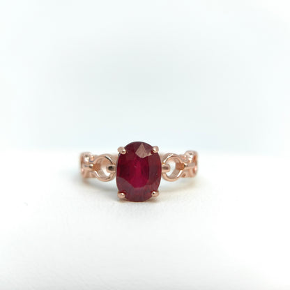 Red Ruby Oval Statement Ring in S925 Gold Vermeil