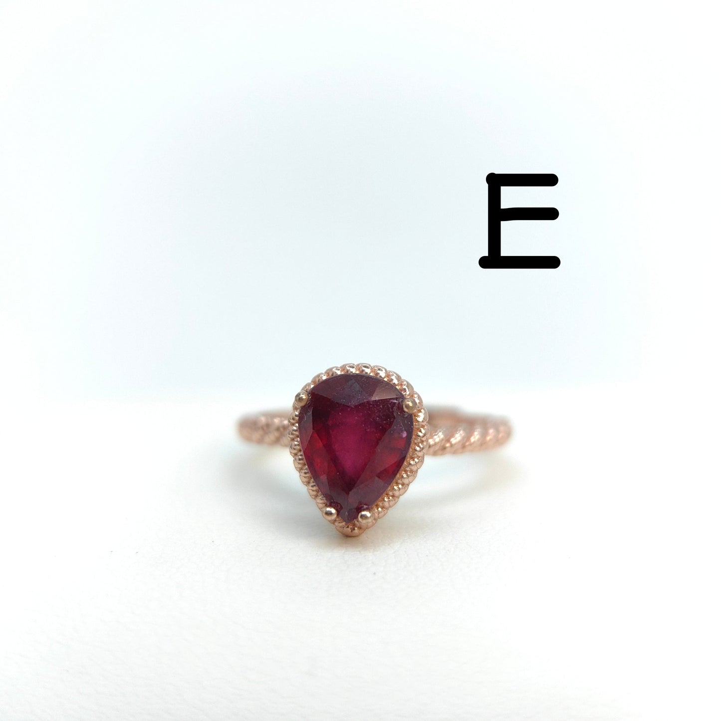 Teardrop Treated Red Ruby Demi Fine Ring