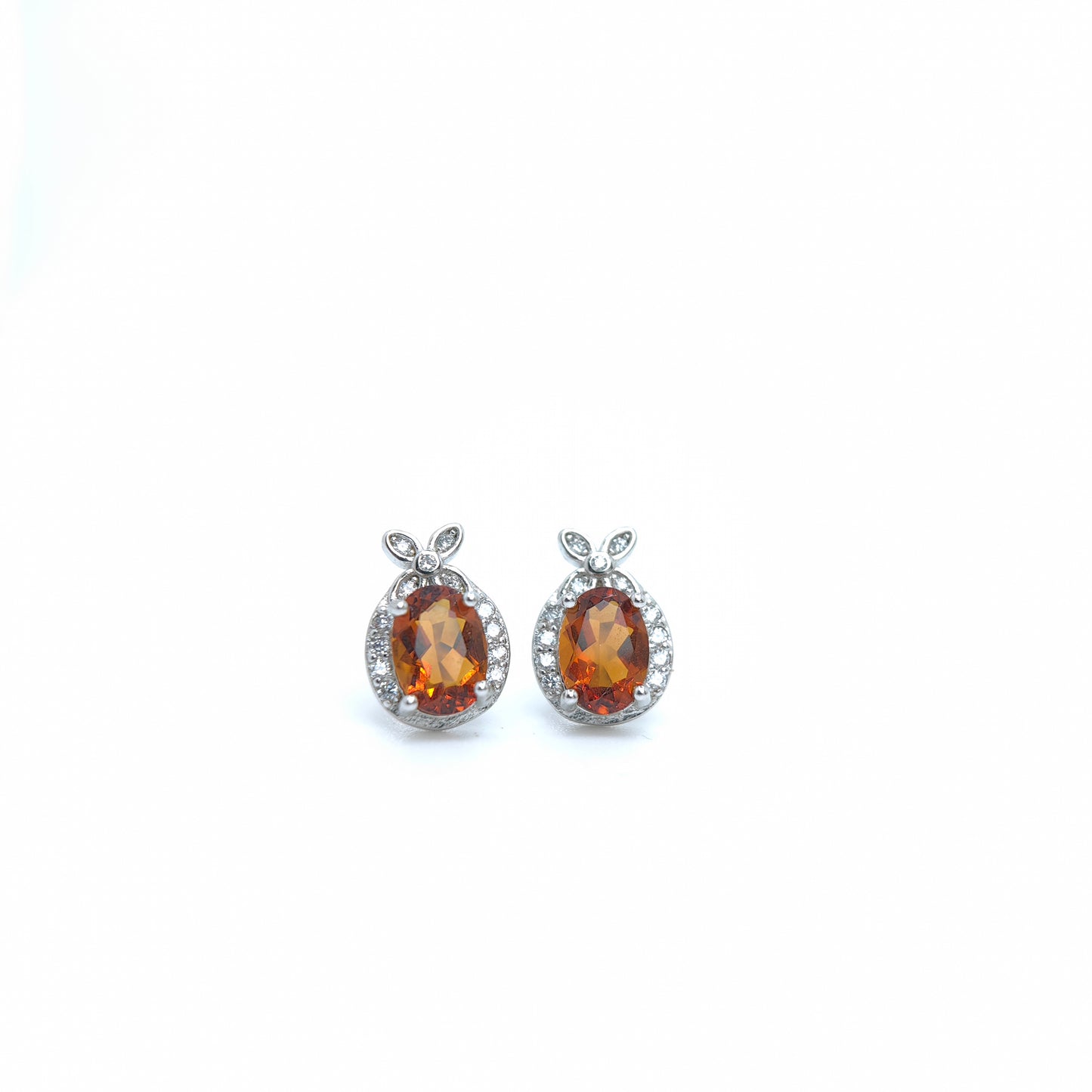 Natural Citrine Gemstone Mandarin Orange Demi Fine Ear Studs - Chinese New Year