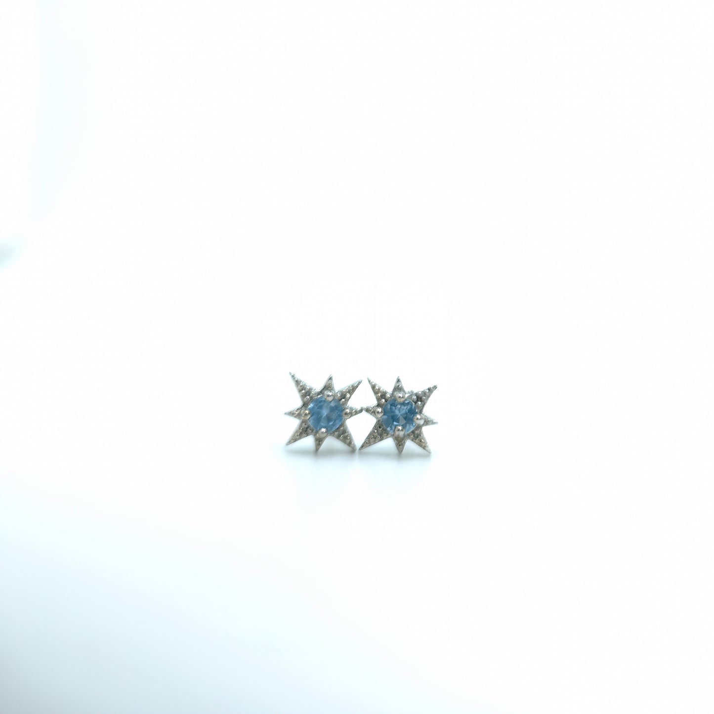 Blue Topaz Northern Star Ear Studs in S925 Sterling Silver