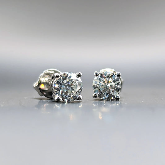4mm (0.25ct) Lab Grown Diamond Simple 4 Prong 14K White Gold Ear Studs