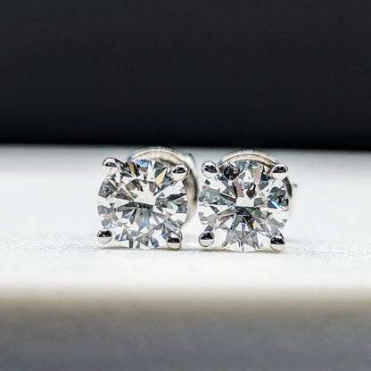 4mm (0.25ct) Lab Grown Diamond Simple 4 Prong 14K White Gold Ear Studs