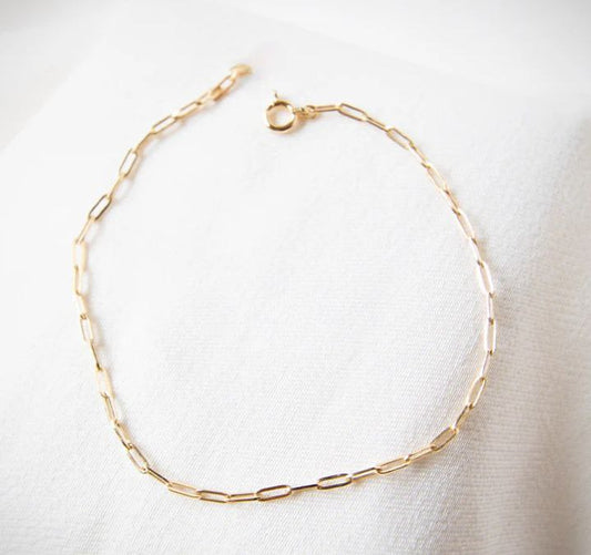 SOLID 14K Yellow Gold Trendy Paper Clip Bracelet various length