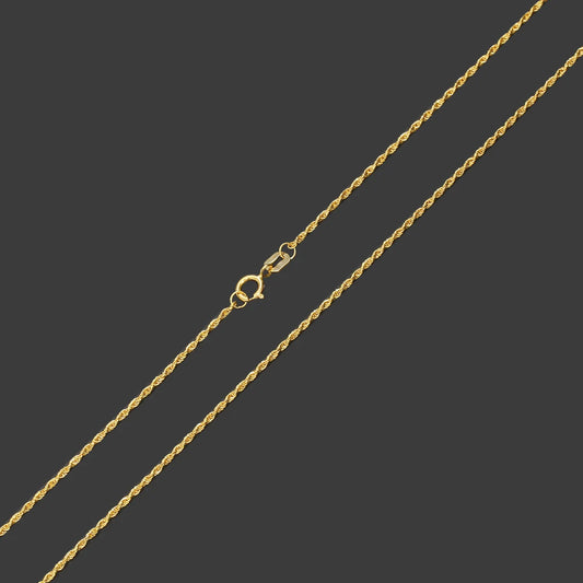 18K Solid Yellow Gold Petite Rope Chain Necklace