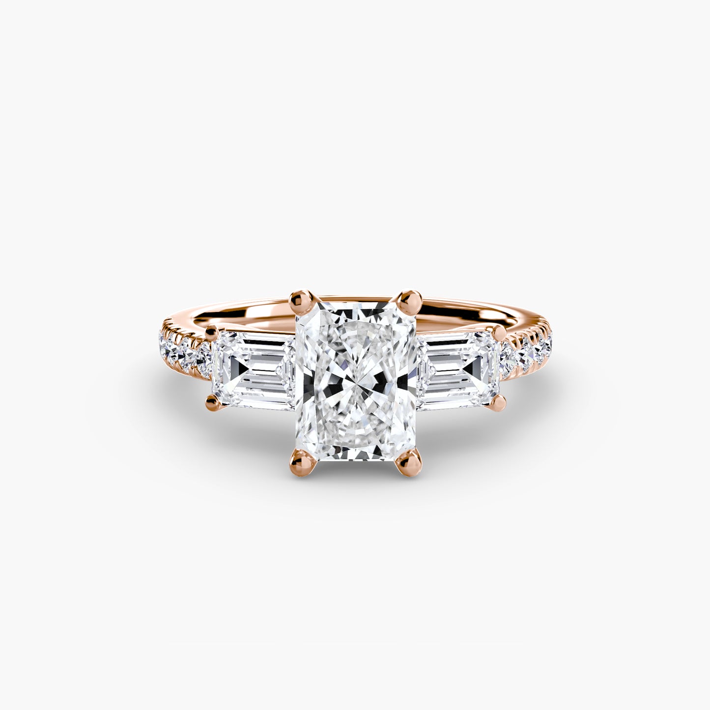 Three-Stone Ring with Pavé Band 4