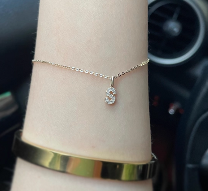 Icy Mini Alphabet Initial Charm Pendant in 14K Yellow Gold