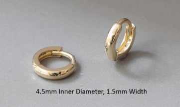 Mini JENNIE 4.5mm Solid 10K Yellow Gold Simple Ear Huggies