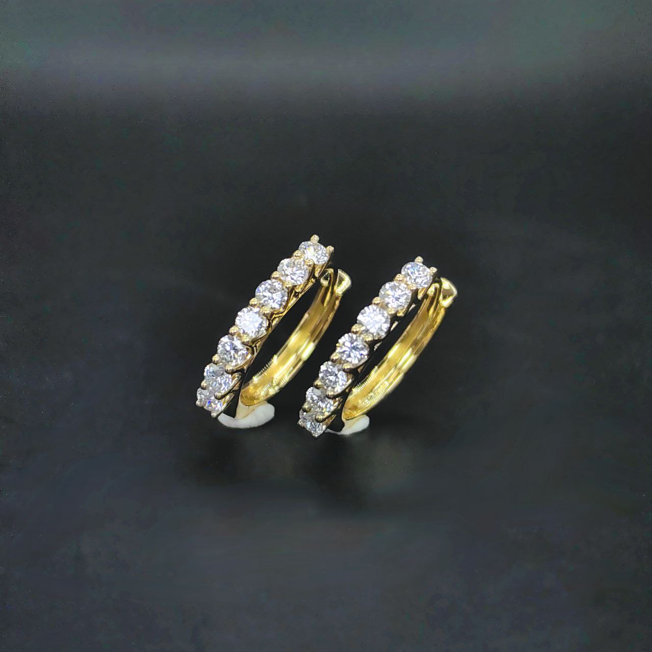 Medium Diamond Ear Huggies in Solid K Gold