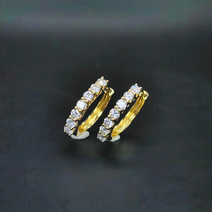 Medium Diamond Ear Huggies in Solid K Gold
